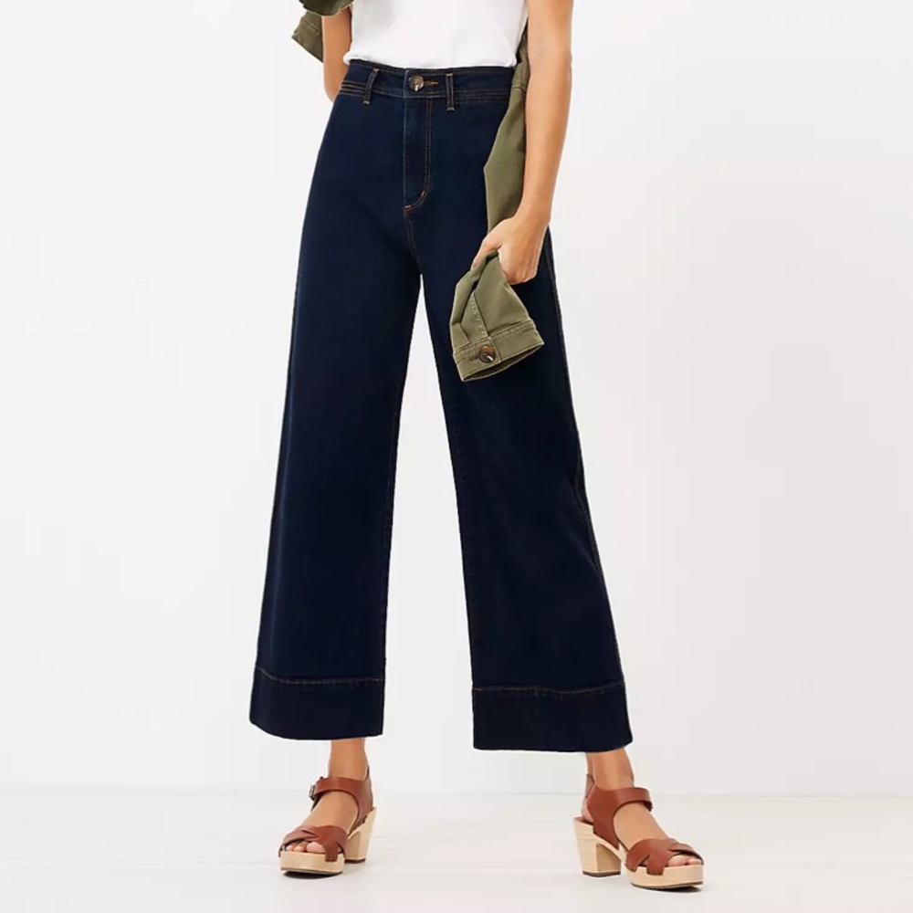LOFT Petite Slim Wide Leg Ankle Pants